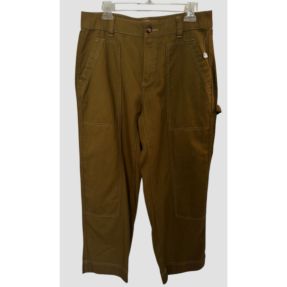NWT Old Navy High Rise Straight Leg Utility Pants Satin Moss Green W's 10P - Picture 1 of 9